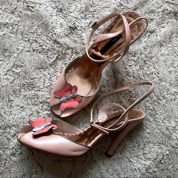 Marc Jacobs Shoes - Marc Jacobs Pearl Leather Peep Toe Butterfly Heels
